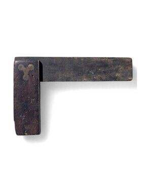 VINTAGE Stanley Tri-Square Tool Wood Brass 1920 Sweetheart Carpentry Rare